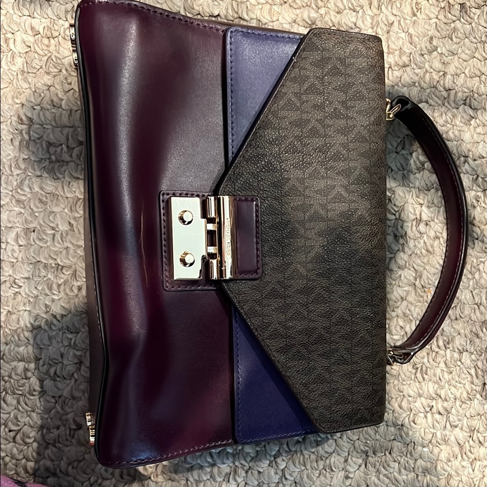 MICHAEL Michael Kors Purple and Black Satchel with Structured Silhouette